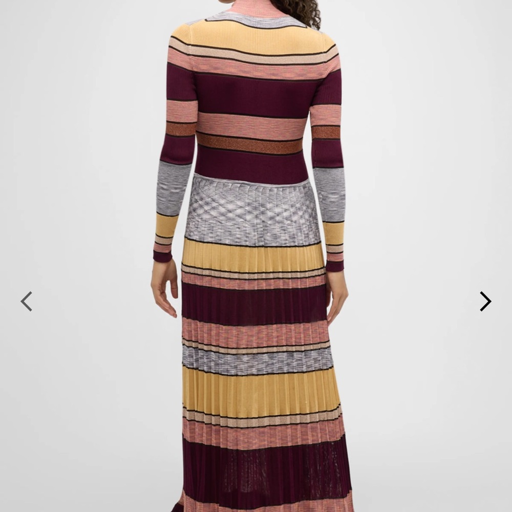 Ulla Johnson Burgundy and Mustard Striped Dress